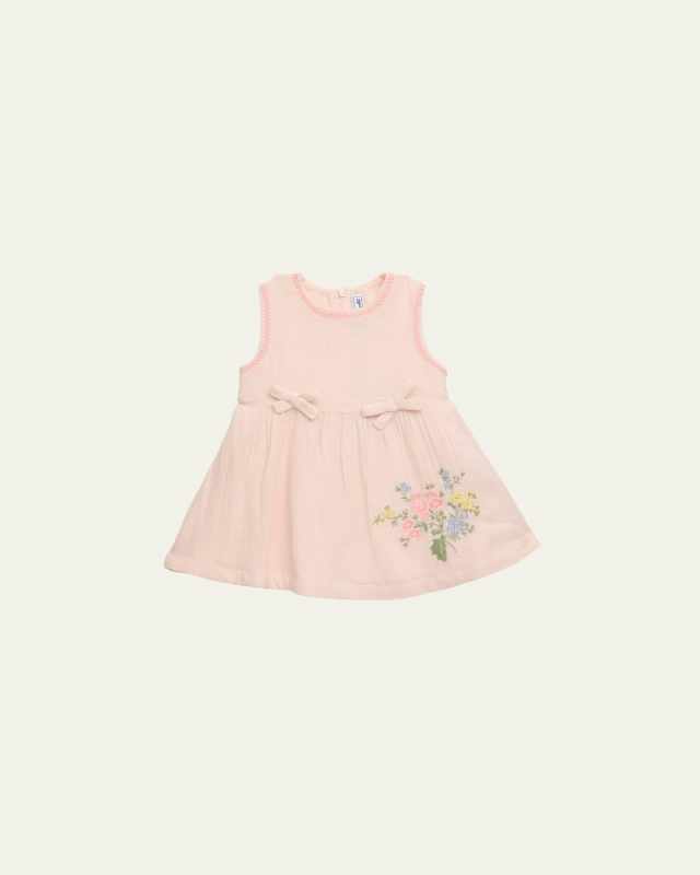 Girl's Floral Embroidered A-Line Dress, Size 9M-2